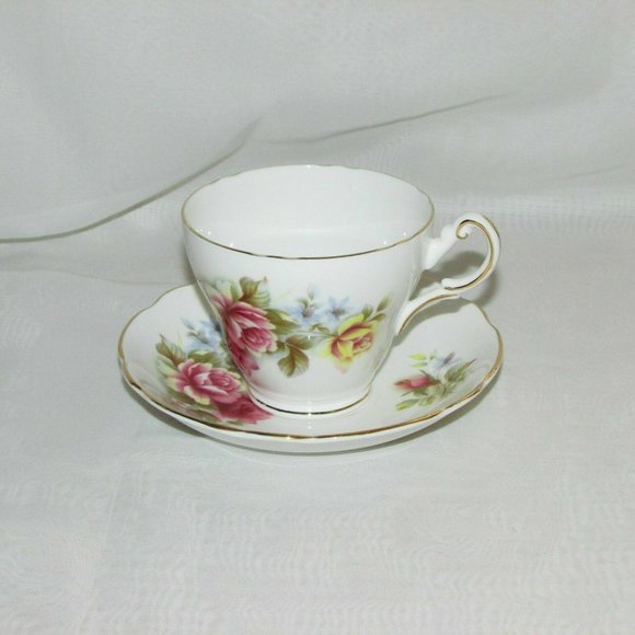 Regency Bone China Cup & Saucer Pink Yellow Floral English Teacup Cottagecore - Picture 6 of 8